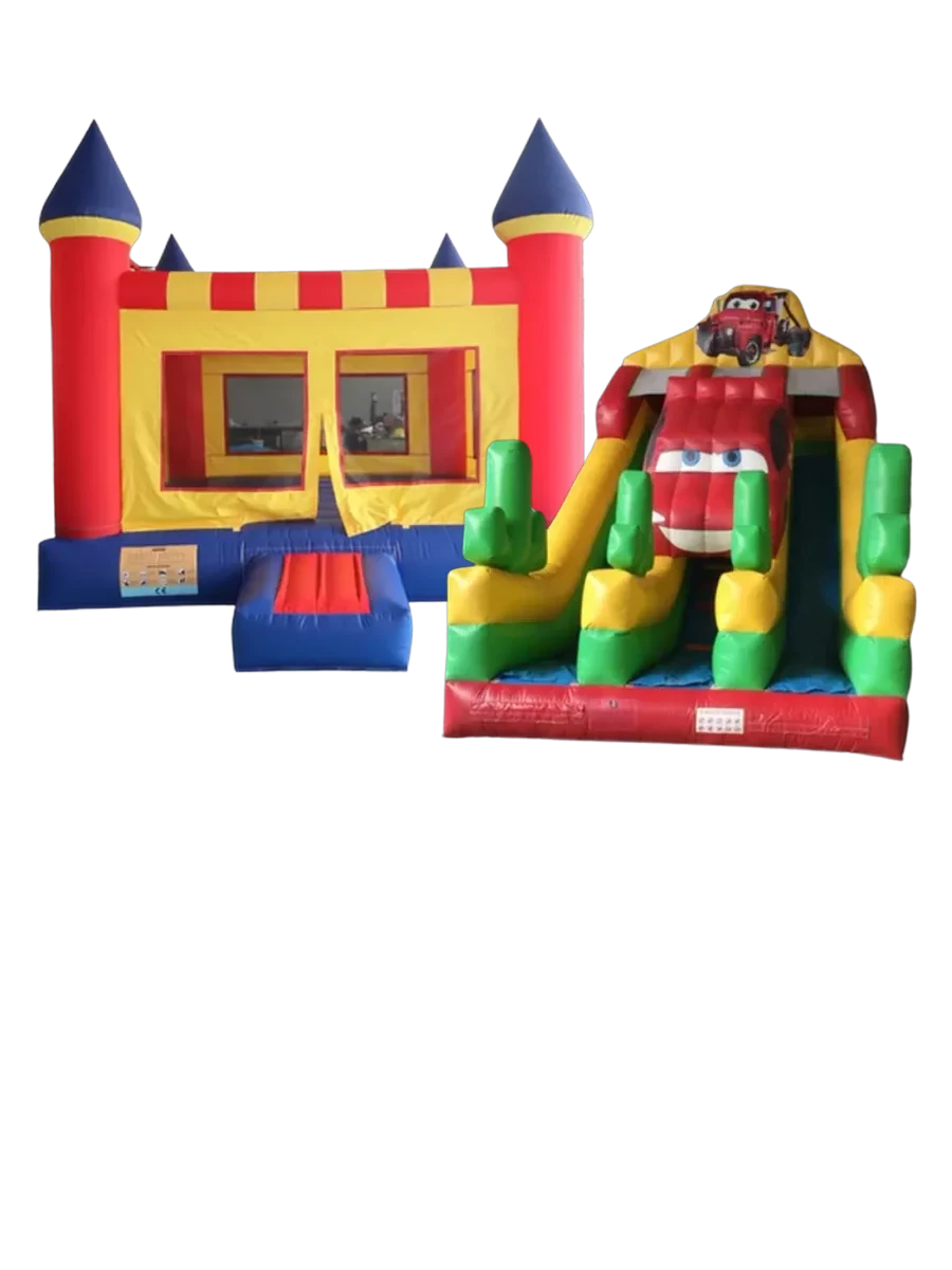 Château gonflable et toboggan pour une kermesse